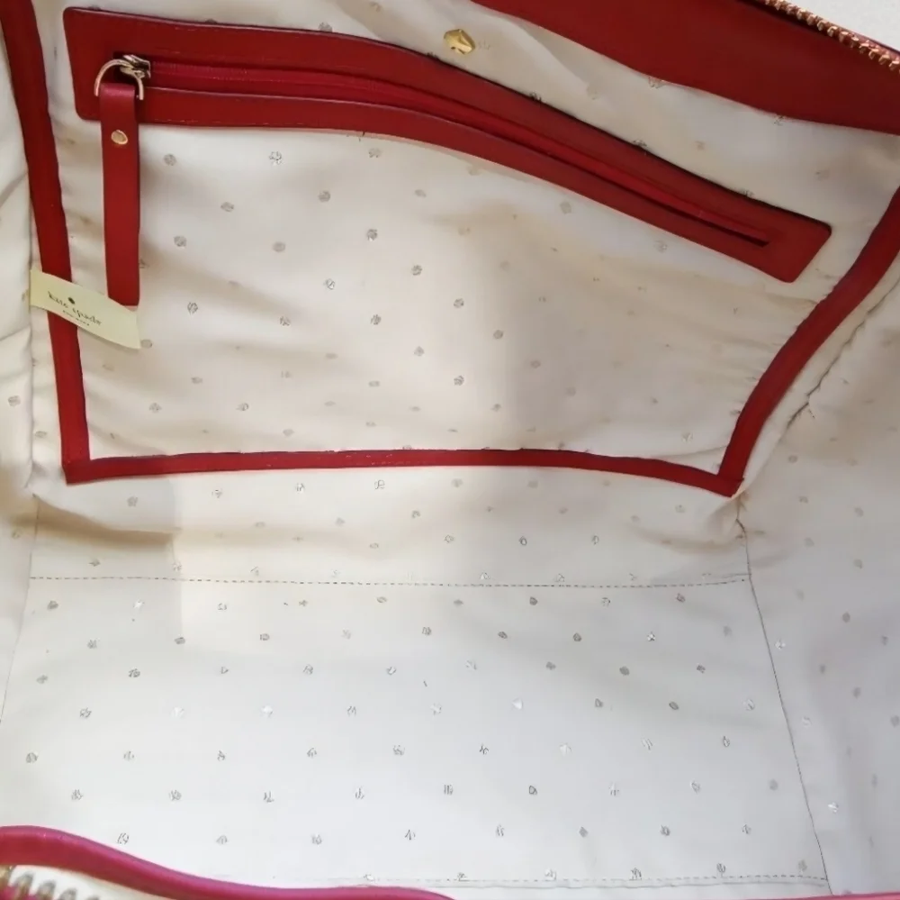 Kate Spade Red Croc-Embossed Leather Satchel Tote Bag
